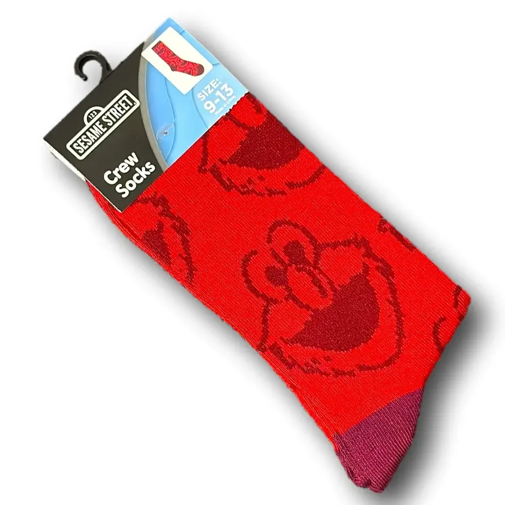 3/$20 Elmo Faces Sesame Street Funny Novelty Crew Socks - NWT